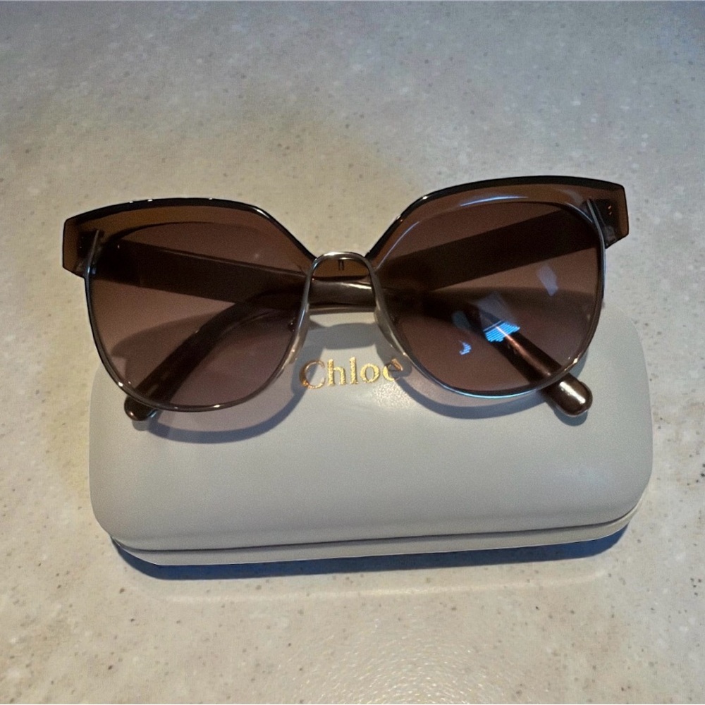 Chloe Gold and Brown Sunglasses